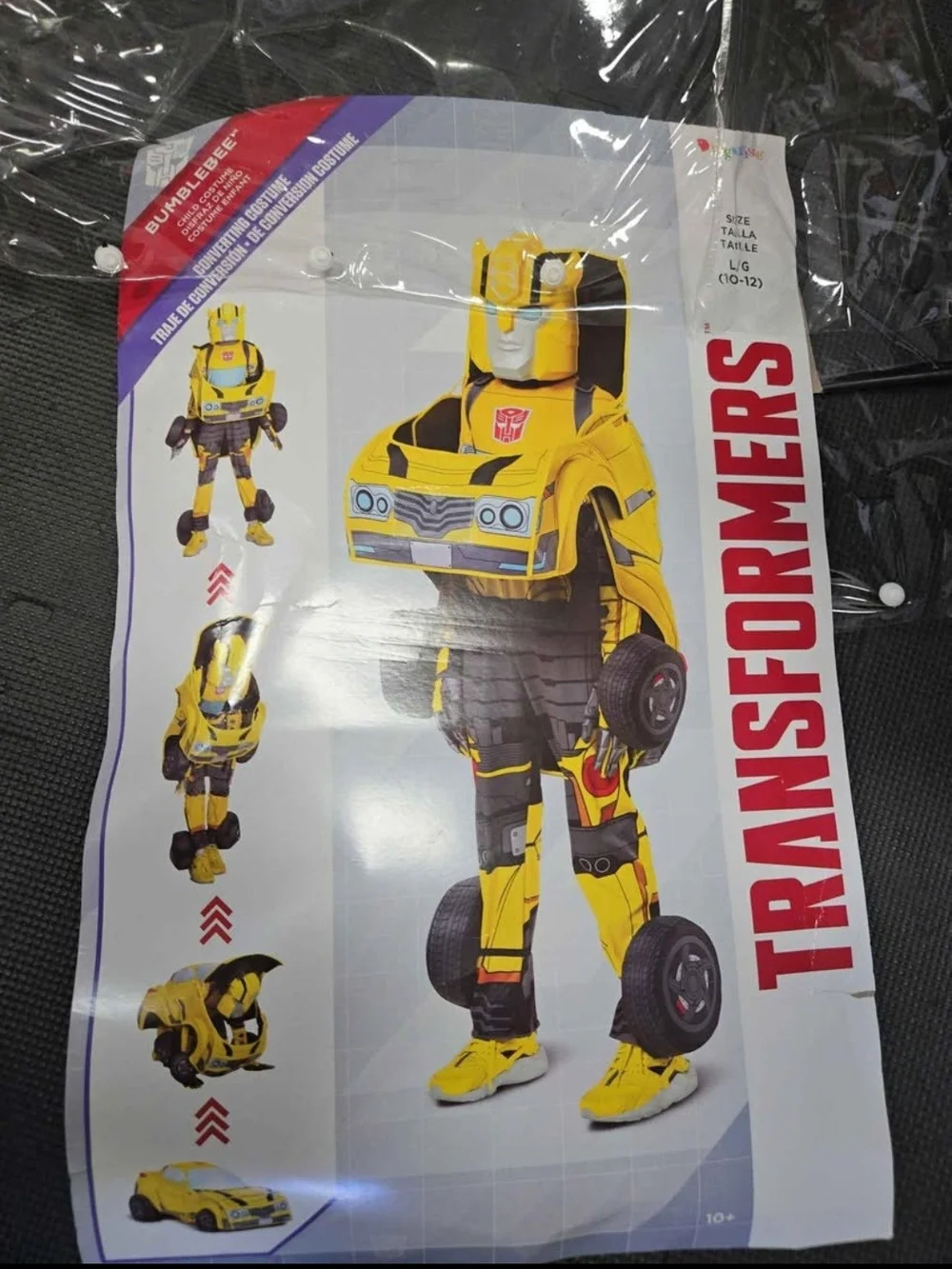 ✨️Transformers Bumblebee converting costume is kids size L/G (10-12)✨️